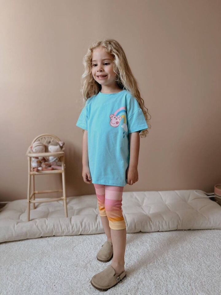 Peppa Pig Baskılı T-shirt Ve Tayt Çocuk Takım