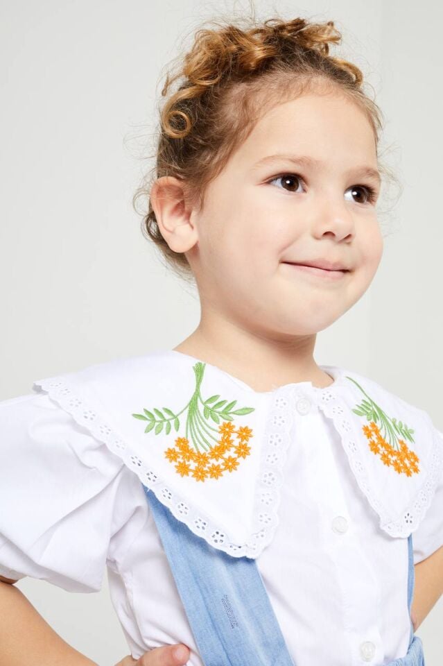 İşleme Detaylı Gömlekli Salopet Elbise