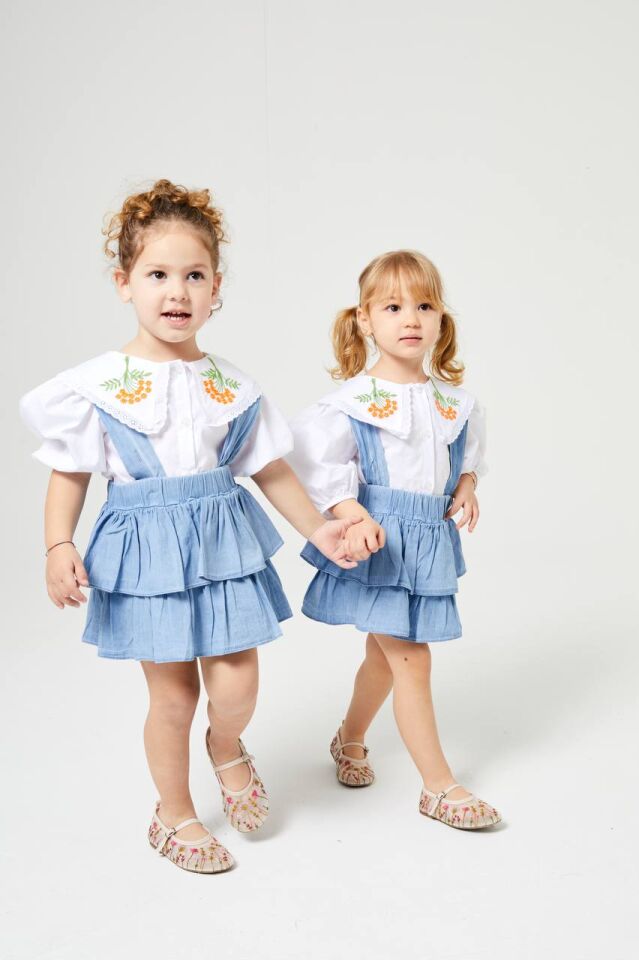 İşleme Detaylı Gömlekli Salopet Elbise