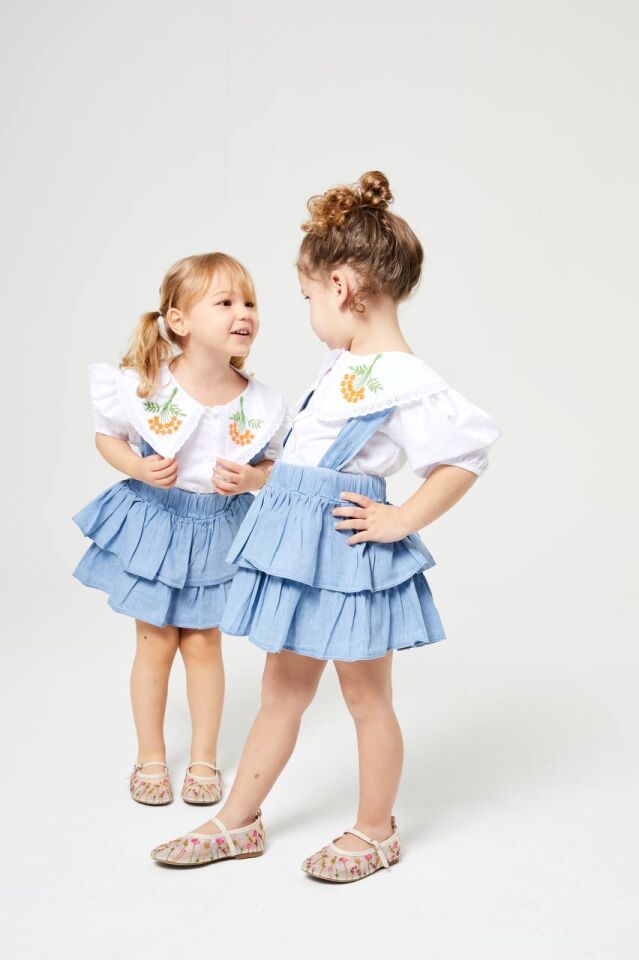 İşleme Detaylı Gömlekli Salopet Elbise